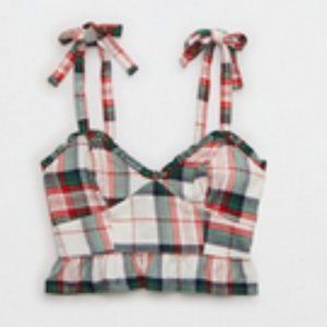 Aerie Flannel Ruffle Pajama Tank Top